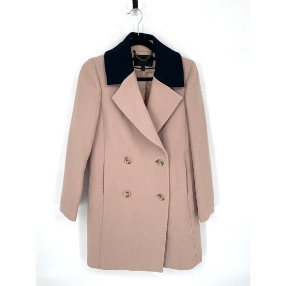 J. Crew Dusty Pink Navy Blue Arianna Double Cloth Italian Wool Peacoat size 2 - Picture 3 of 10
